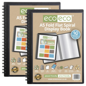 eco-eco Eco137x2 Lot de 2 protège-documents A5 50% recyclés 40 pochettes à spirales