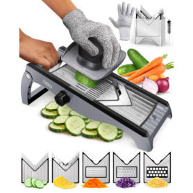 7-en-1 Réglable Acier Inox Mandoline Cuisine Coupe Legume Multifonctions - Mandoline Professionnelle Cuisine - Trancheur de Légu