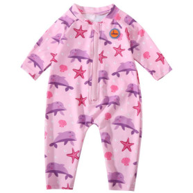 Swimbubs Maillot de Bain Anti-UV pour bébé garçon Protection Solaire Rashguard UPF50, Dauphin Rose, 3 Mois