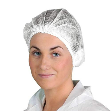 Omnitex Lot de 100 charlottes blanches de qualité supérieure Filets pour cheveux en maille hygiéniques jetables Charlottes à cli