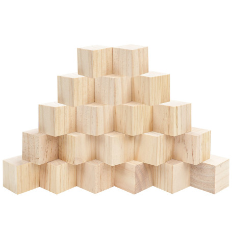 Belle Vous Cube en Bois (Lot de 20) - Petits Cubes en Bois Brut 5 x 5 x 5 cm - Cubes Bois de Pin Naturel - Cube Bois Bricolage, 