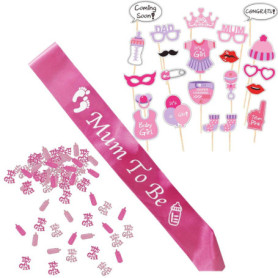 Bebe Fille Baby Shower Deco et Décoration pour Future Maman. Mum to Be Echarpe Fuchsia Rose, Bébé Photo Accessoires Photomaton P