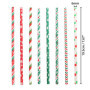 Paille Papier Noel (200 Pcs) - Paille Decorative Biodegradables 2 Couleurs Thème de Noel avec 8 Designs Différents - Paille a Bo