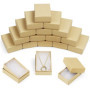 BELLE VOUS Ecrin a Bijoux en Kraft Garni de Polyester (Lot de 100) - 5,6 x 8,2 x 2,6 cm - Ecrin Bijoux en Carton Brun pour Prése