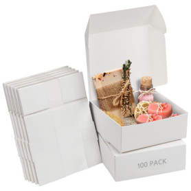 Kurtzy Boite Cadeau Blanche (Lot de 100) – Boîte Blanche Papier Kraft 12 x 12 x 5 cm - Boite Carton Blanche Emballage Cadeau Fac