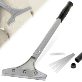 BLOSTM Grattoir à papier peint - Grattoir robuste à long manche avec lame de 5 pouces, prise souple, Pour papier peint, revêteme