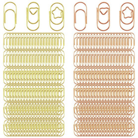 Disnace Lot de 300 Trombones Bureau Métallique, Trombones Fantaisie en Forme de Coeur Etoile Chubby, Mini Trombones Pince Papier