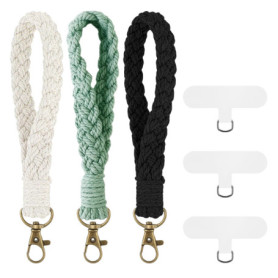 Disnace Lot de 3 Porte-clés, Tissage Corde Porte Clés, Bracelet Lanière Lanière Courte, Tressé Pour Clé Équipé d'un Anneau en D 