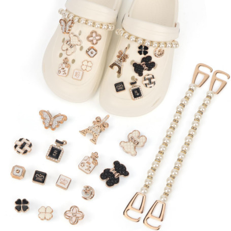 OWill 16PCS Accessoires de Fleur de Chaussure en Strass, Décorations de Chaussures de Bricolage, Breloques de Chaussures pour Fe