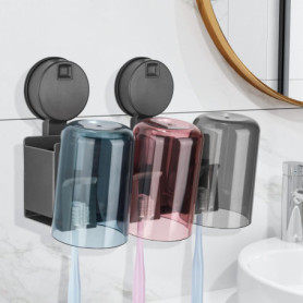 Euqvunn Porte Brosse à Dents Mural [Ventouse Amovible sans Perçage], Alliage d'Aluminium Support Gobelet Brosse à Dent Salle de 