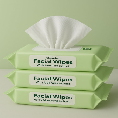 Lot de 150 lingettes nettoyantes jetables douces pour le visage - Légères et absorbantes - Convient pour les peaux sensibles - N