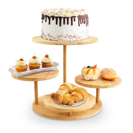 Mapille Présentoir à Cupcakes en Bois à 4 Niveaux, Presentoir a Gateau, Présentoir à Pâtisseries, Support à Dessert en Bois, Pre