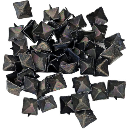 TEKLiNe 50 Clous Fer Forgé 25x25 mm avec 2 Points Fixation Clou Tapisserie Ameublement Décoration Vintage Antique Meuble, kit 50