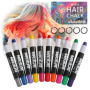 Magicat CRAIE DE CHEVEUX - 10 couleurs & 5 élastiques à cheveux - Pour anniversaire ou cadeaux pour filles I Couleur lavable I A