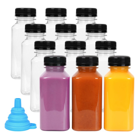 Winter Shore Petites Bouteilles Plastiques Vides 270 ml [Lot de 12] - Bouteilles Sensorielles Transparentes - Bouchon Anti-Fuite