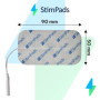 StimPads Lot de 12 électrodes EMS et TENS - 50 x 90 mm - Avec connecteur universel à broches de 2 mm - Électrodes adhésives fiab