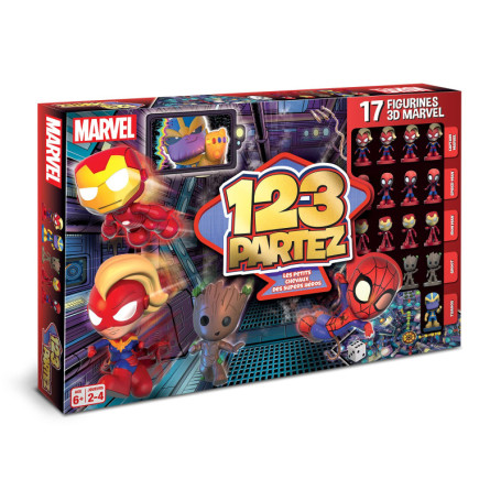 Shuffle 123 PARTEZ - Avengers - Jeu de société Famille & Enfant - Jeu des Petits Chevaux revisité - Marvel - A partir de 6 Ans