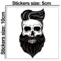 SkinoEu® 2 x Autocollants Vinyle Stickers Skull Crâne Barbe à la Mode pour Voiture Moto fenêtre Porte Casque Scooter vélo Motocy