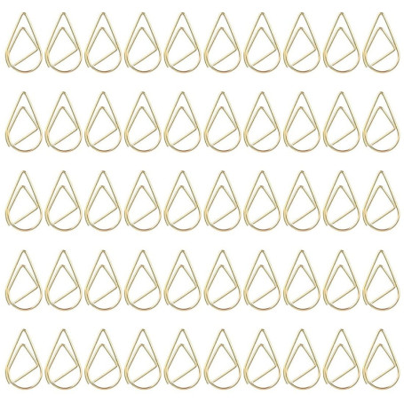 Zeayebsr trombones, 100 pièces marqueurs goutte d'eau en métal doré - pour livre, note, papier, affiche, photo
