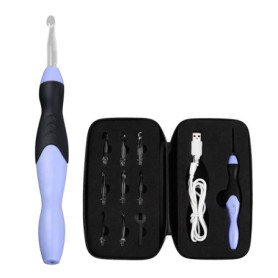 Crochets, Ensemble de Crochets Lumineux LED Rechargeables par USB, 9 en 1 Têtes Interchangeables Crochets Légers avec Accessoire
