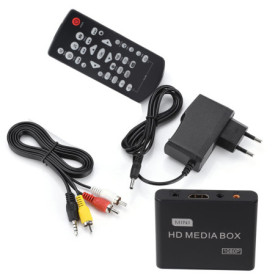 Mini Lecteur multimédia Full HD, boîtier de Lecteur vidéo multimédia HDMI 110-240V 1080P - MKV/RM- Lecteurs USB HDD et Cartes SD