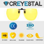 CREYESTAL Clip Lunettes Conduite de Nuit Polarisées, Anti-Eblouissement et Ultra léger, Surlunettes Verres Jaunes, Homme, Femme,
