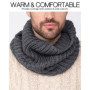 likemary Snood Homme – Tour de Cou & Cache Cou en Laine Mérinos – Écharpe Tubulaire Fait Main – Cadeau Éthique et Chaleureux Gri