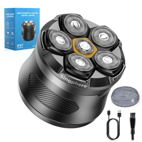 Singphere Rasoir Tete Chauve Homme, Rechargeable Sans Fil Tondeuse Cheveux Hommes, Utilisation Humide Et Sèche Skull Shaver, Ras