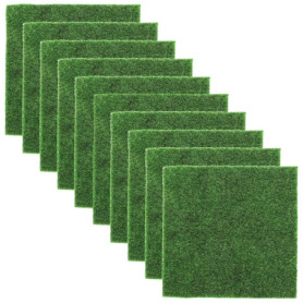 aeathu 10 Pièces Herbe de Mousse Miniature, 15 X 15 cm Tapis de Pelouse Verte Artificielle, Réutilisable Gazon Artificiel Réalis