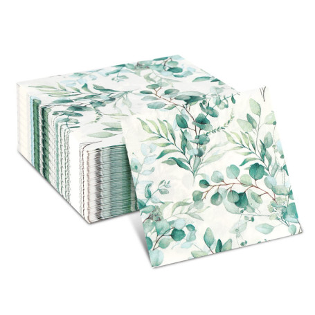 80 Serviettes En Papier D'eucalyptus Jetables Pour Mariage, Serviette De Table Papier Décoration De Table De Mariage, Vert Vinta