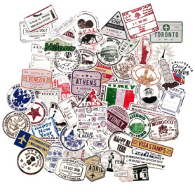 Stickers vintage pays timbres rétro valises autocollants voyage pour scrapbooking portable bagages Multicolor