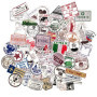 Stickers vintage pays timbres rétro valises autocollants voyage pour scrapbooking portable bagages Multicolor