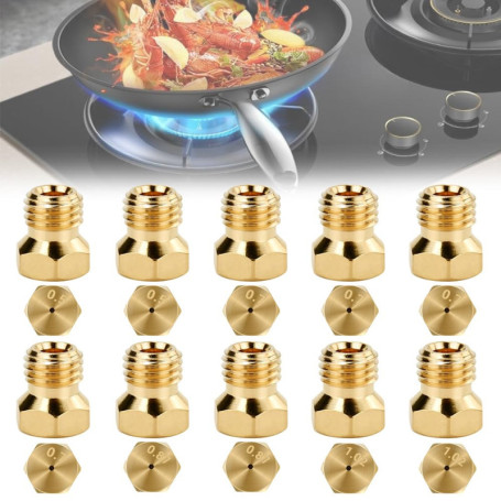 FuxFuis 10 PCS Gicleur Gaz Butane 0.5x2, 0.7x4, 0.87x2, 1.02x2 Gicleur Gaz Bouteille Gicleur Gaz de Ville Injecteur Gaz Butane B