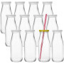 Lawei Lot de 12 Smoothie Bouteille Bouteilles en Verre jus Bouteilles de Lait Liqueur avec 12 pailles réutilisables et 24 couver