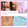 VGECEE Kit Perles pour Bracelet Multi-Forme, Kit Fabrication Bijoux en Acrylique Perles pour Bracelet Enfant Pastel 32 Grilles, 