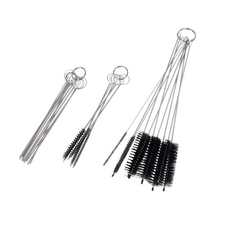 Lot de 15 brosses de Nettoyage et 10 Aiguilles de Nettoyage pour Petites Ouvertures, Tubes, tuyaux, par Exemple : Pistolet à Pei