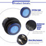 Keenso 3 Broches Interrupteur à Bascule, 12V 16A Commutateur On/Off Rond avec LED Lumière Bleu pour Voiture Camion Commutateur d