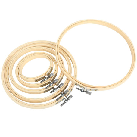 Lot de 6 tambours à broder en bambou – cercle broderie rond réglable en bois lisse, idéal pour DIY, déco et point de croix – tam