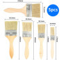 Set de 5 pinceaux Plats (25,4/38,1/50,8/63,5/76,2 mm) – Pinceau Peinture et Vernis Bois avec Manche Bois – pinceaux pour lasure,