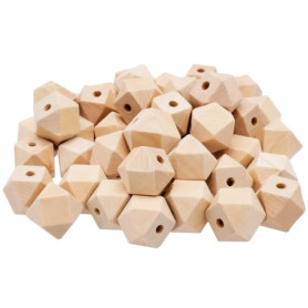60 Pièces Perles en Bois Octogonales，Perles en Bois Naturel à Enfiler，pour la Fabrication de Bracelets, Bijoux, Artisanat Access