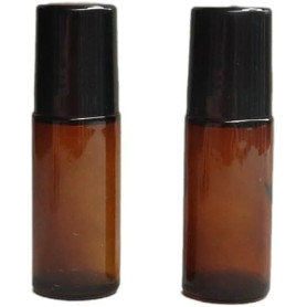 Lot de 2 flacons roulants vides en verre marron pour huiles essentielles, déodorants, flacons à bille roulante pour parfum, acce