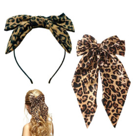 1 Épingle À Cheveux Imprimé Léopard Et 1 Bandeau À Nœud, Accessoires Pour Cheveux Personnalisés Mode, Accessoires Pour Cheveux R