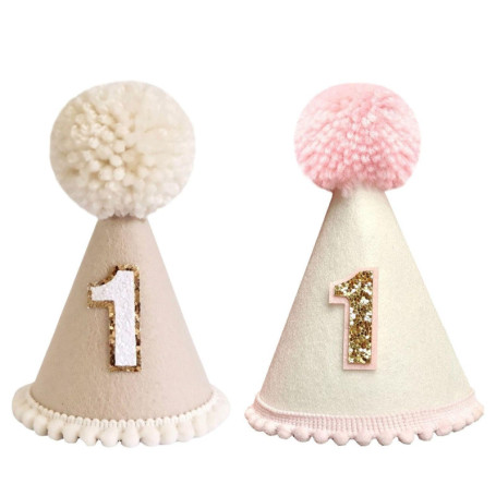 YSJCHEBS 2Pcs Chapeaux D’Anniversaire De Bébé, Couronne De Premier Anniversaire, Couronne De Feutre Mignonne, Chapeau D’Annivers