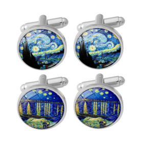 YSJCHEBS 2 Paires De Poignets De Peinture À l'huile Gogh, Boutons De La Manchette pour Hommes, Boutons De Ferraille De Mode Créa