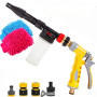Yida Pistolet à mousse pour voiture avec gant de lavage double face 2 en 1 Buse de pulvérisation manuelle Canon à mousse Pulvéri