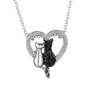 Collier avec pendentif Feilok, motif animal, avec cœur, noir et blanc, pour amoureux de chats