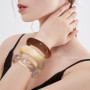 XFSRG Set de Bracelets en Résine 3 Bracelets Géométriques Minimalistes Transparent Marron et Crème Accessoires Mode Femme Légers
