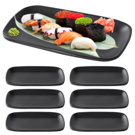 PORFOYO Assiettes Plates, Lot de 6 Plateau de Service Empilable, Assiettes À Dessert, Assiette Rectangulaire pour Fêtes, Évèneme