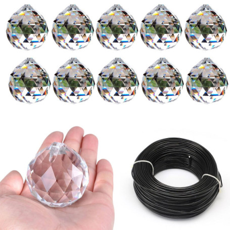 10 pièces Boule de Cristal Clair,Attrape-Soleil en Cristal,Attrape-Soleil pendentifs,Attrape-Soleil,Boule de Cristal Clair Prism