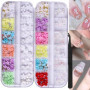 2 Boîtes 3D Fleur Nail Art, Résine Pétale Acrylique Nail Art Ornement Or et Argent Perles Mixte DIY Bijoux Nail Design Accessoir